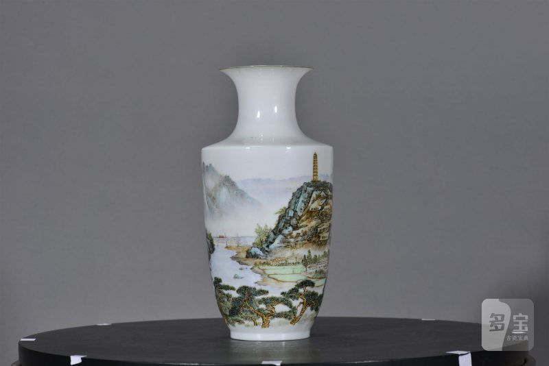 近现代 粉彩延安山水薄胎瓶 - 图15